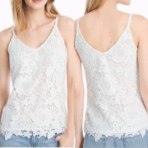 White House Black Market Floral Lace Overlay Lined Cami Tank Top Sz M